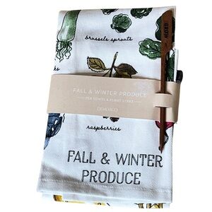 Demdaco Fall & Winter Produce Tea Towel with Plant Stake